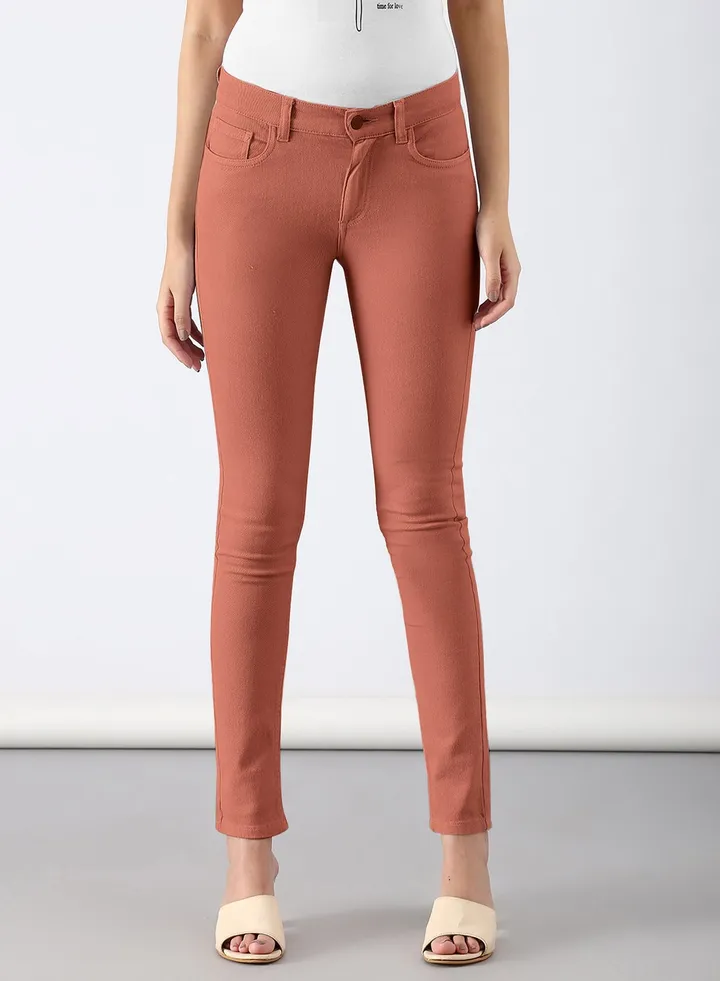 Casual Slim Fit Jeans Dark Orange