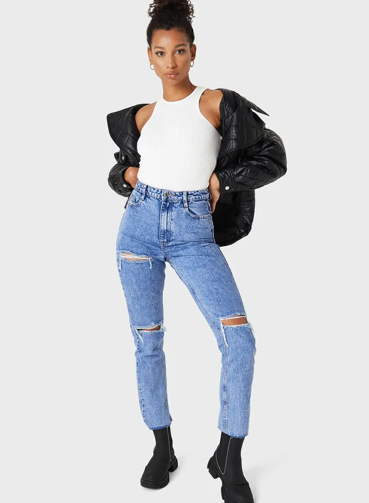 High Waist Ripped Jeans