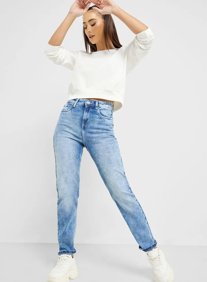 High Waist Straight Jeans