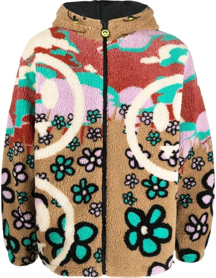 Floral-Print Faux Shearling Jacket
