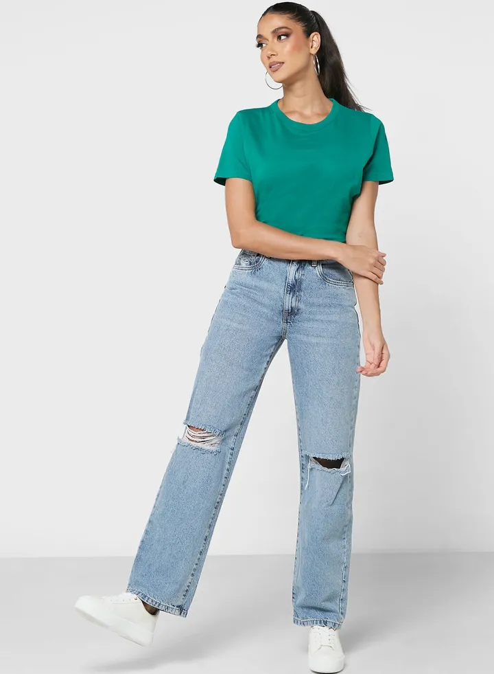 Ripped Straight Jeans