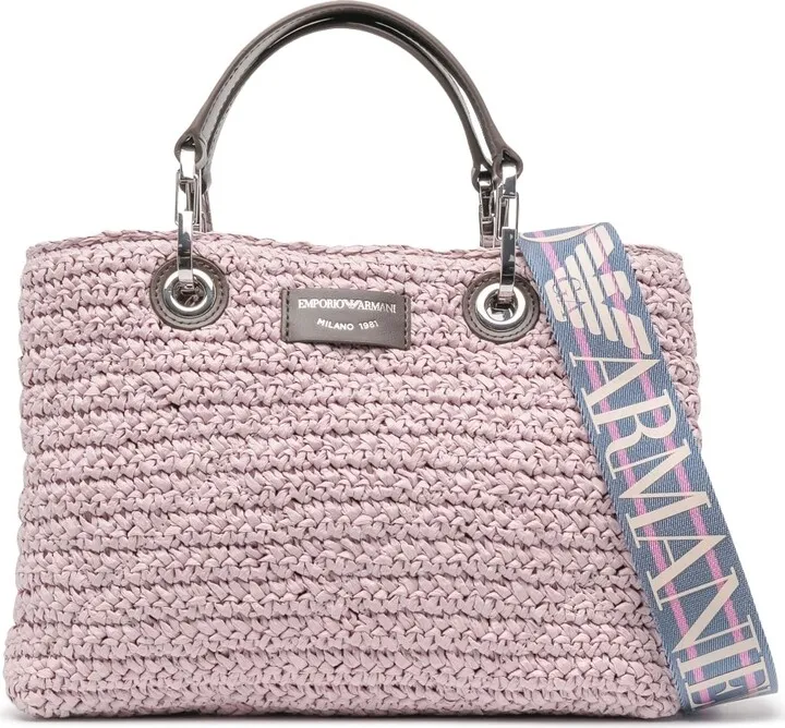Logo-Patch Raffia Tote Bag