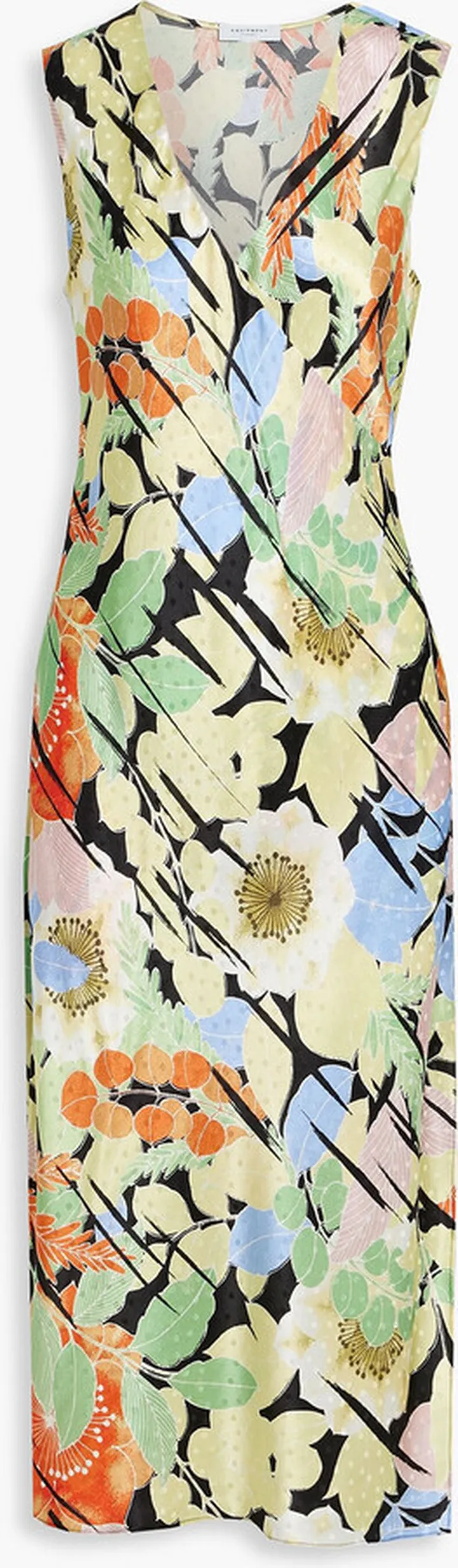 Audricce wrap-effect floral-print silk-satin jacquard midi dress