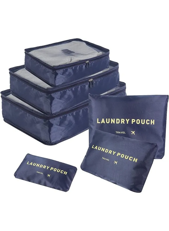 6PCS Set Travel Luggage Organizer Packing Cubes Set Storage Bag Waterproof Laundry Bag Traveling Accessories - Black, Travel Bag