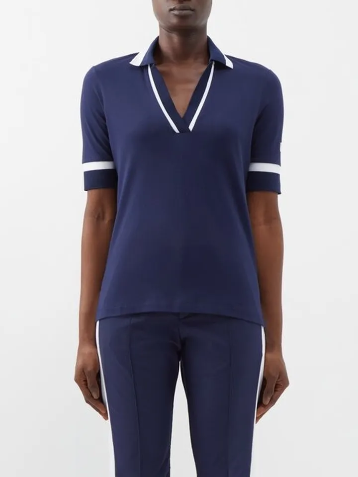 Elonie Open-collar Piqué Polo Shirt