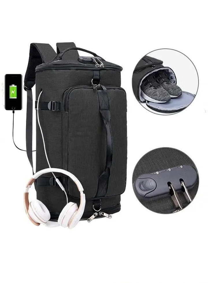 Anti theft Duffel Bag Independent Shoe Warehouse Backpack for Men Outdoor Travel Sports Gym Black