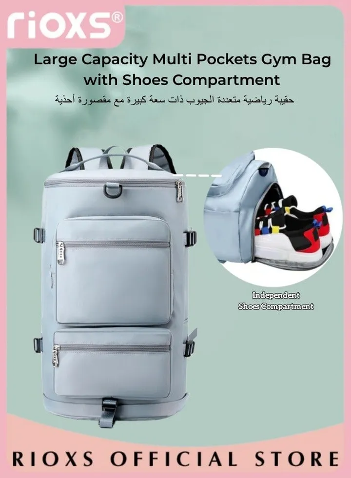 Large Capacity Multi Pockets Gym Bag with Shoes Compartment Sports Bag with Waterproof Pocket Outdoor Sport Travel Duffel Bag for Women and Men