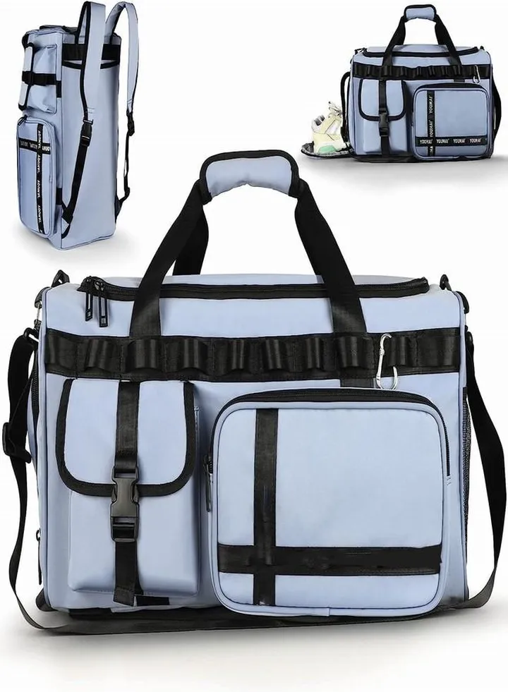 Gym Bag 2 in 1 Travel Bag 45 L Portable Travel Lightweight Waterproof Travel Luggage Hand Carry Bag for Weekender Sports, Gym, Vacation Weekend Bag for Men Women Blue