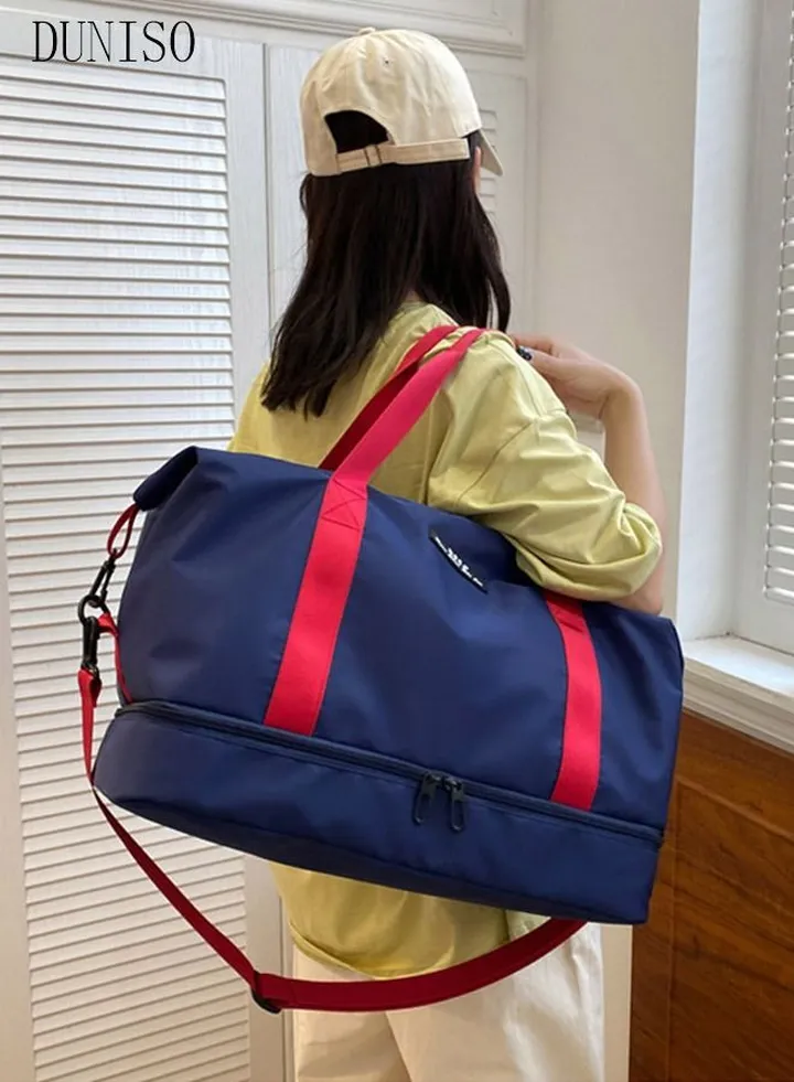 Sports Gym Bag with Wet Pocket & Shoes Compartment, Weekender Overnight Bag for Travel Gym Yoga Travel Duffel Bag for Men and Women Lightweight