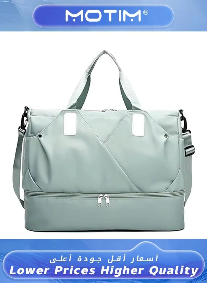 Travel Duffel Bag Large Capacity Folding Multifunctional Sports Shoulder Bag with Dry and Wet Separation Lightweight Foldable Waterproof Carry Luggage Bag for Women