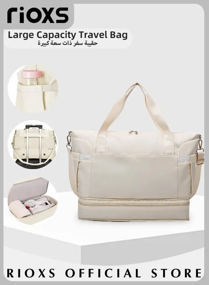 Unisex Large Capacity Travel Bag for Travel Trips Carry-On Crossbody Luggage Bag with Wet Dry Separation Fitness Expandable Storage Bag for Men Women