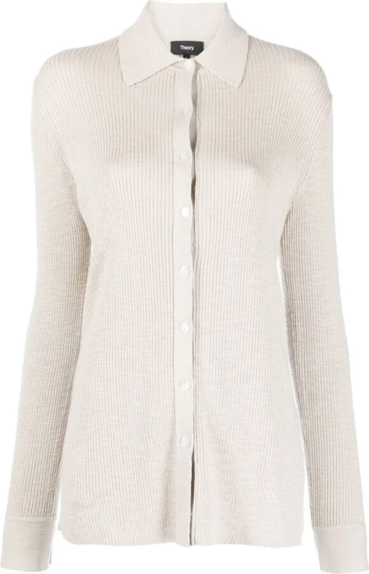 Ribbed Long-Sleeve Polo Shirt