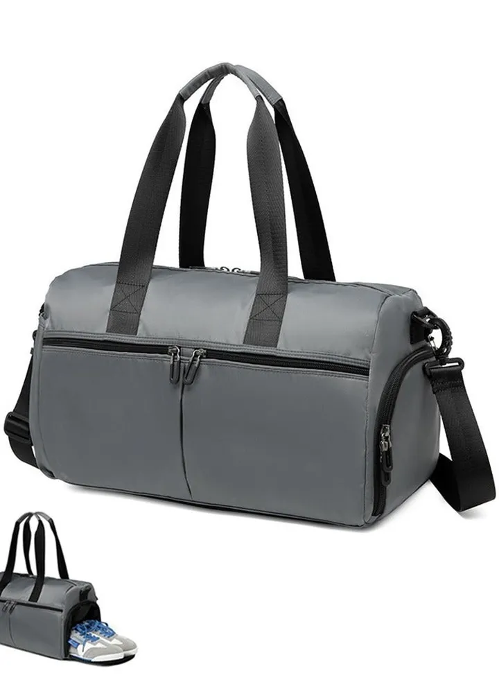 Waterproof Gym Bag Sport Duffel Bag with Wet Pocket&Shoe Compartment Sports Tote Gym Bag Travel Totes Bag (Shoulder Bags Grey)