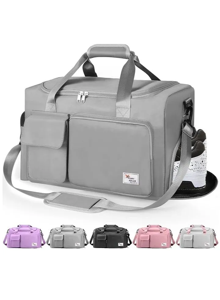 Travel Bag Sports Duffel Bag Gym Tote Bag Large Capacity Portable Foldable Travel Lightweight Waterproof Overnight Bag Weekend Sports Gym Men's Holiday Lady Carrying Duffel Bag (Grey)