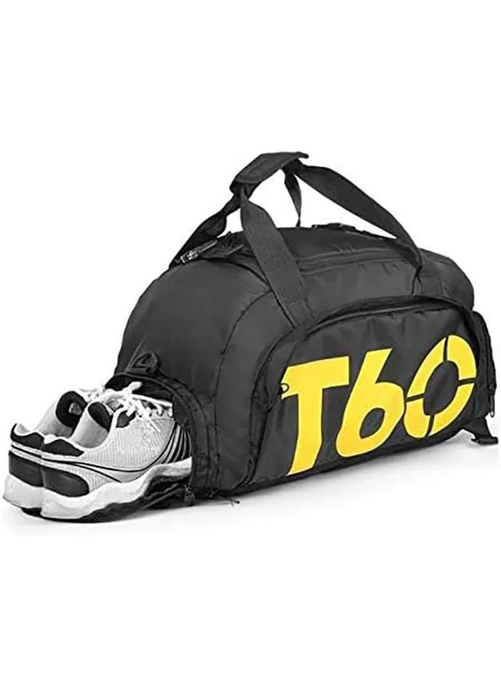 Sports Gym Bag Travel Duffel bag with Wet Pocket And Shoes Compartment Ultra Lightweight Black Yellow
