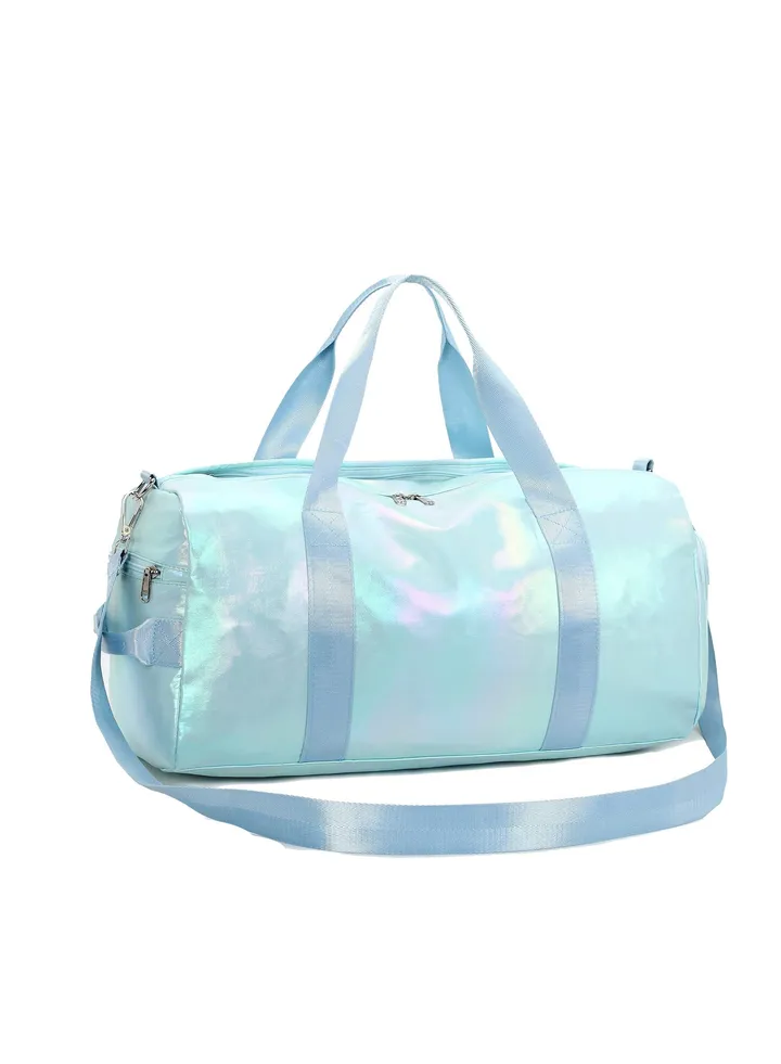Gym Bag for Women Sports Travel, Duffle Bag with Wet Pocket Weekender, Overnight Bag with Waterproof Shoe Pouch and Air Hole for Girls Kids Women Travel Foldable Bag