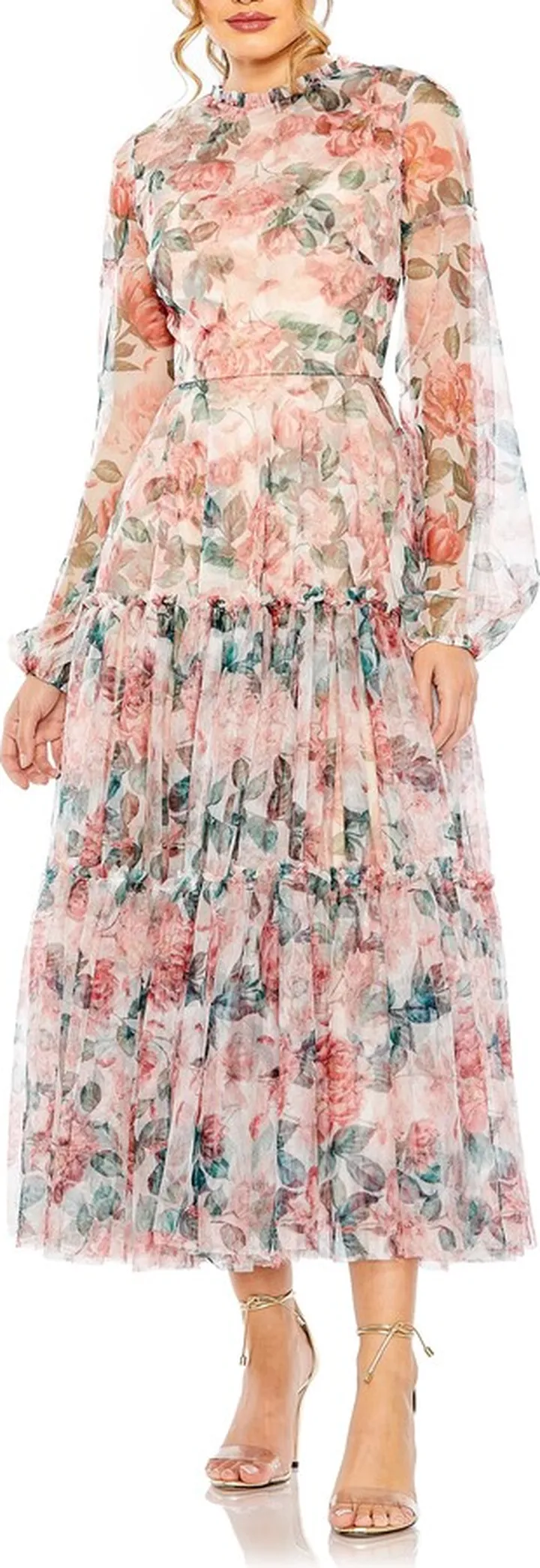 Floral Long Sleeve Cocktail Dress