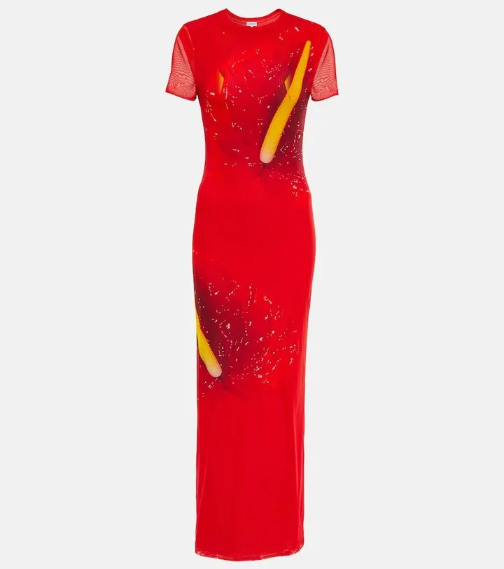 Anthurium-print maxi dress