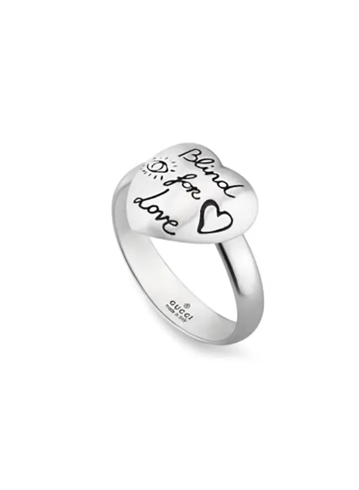 GUCCI Blind For Love Silver Heart Ring
