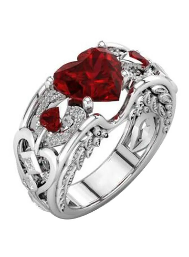 Crystal Heart Shape Stone Studded Ring