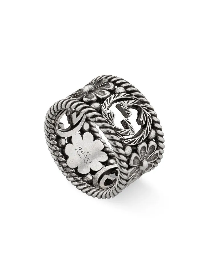 Gucci Interlocking G Flower Silver Ring
