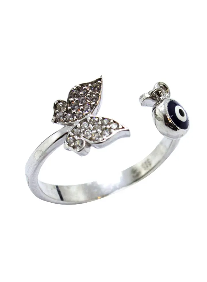 Sterling Silver Zircon Studded Ring