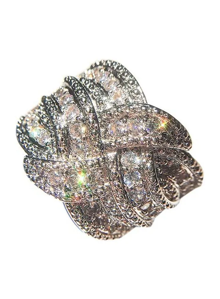 925 Sterling Silver Zircon Stone Studded Ring
