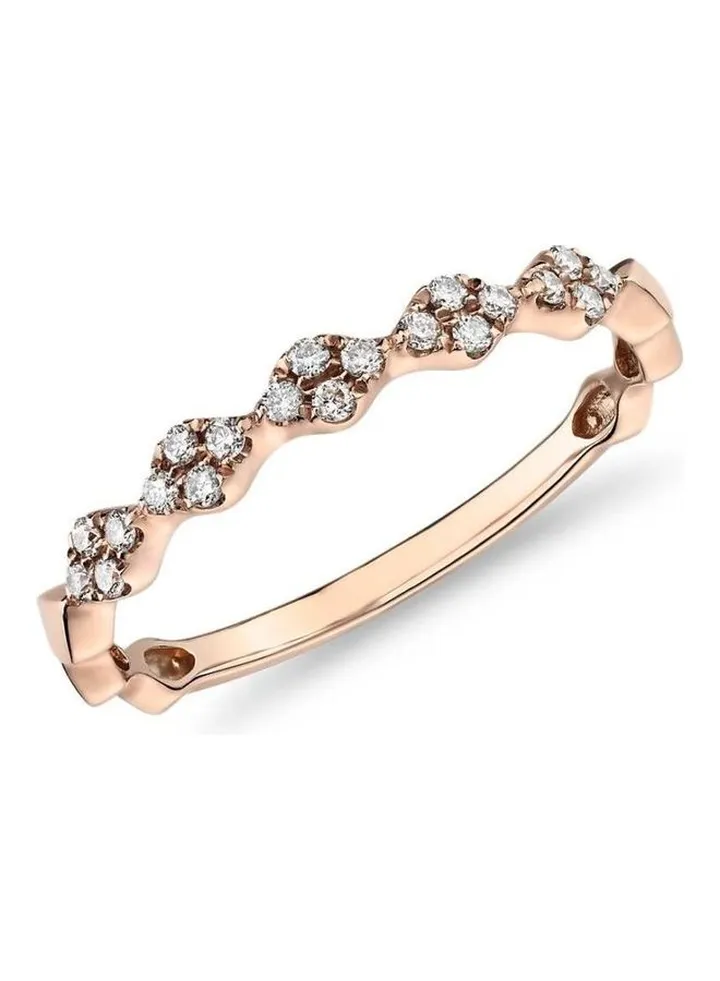 18 Karat Rose Gold Zig-Zag Diamond Ring