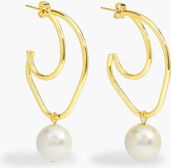 14-Karat Gold-Plated Faux Pearl Earrings