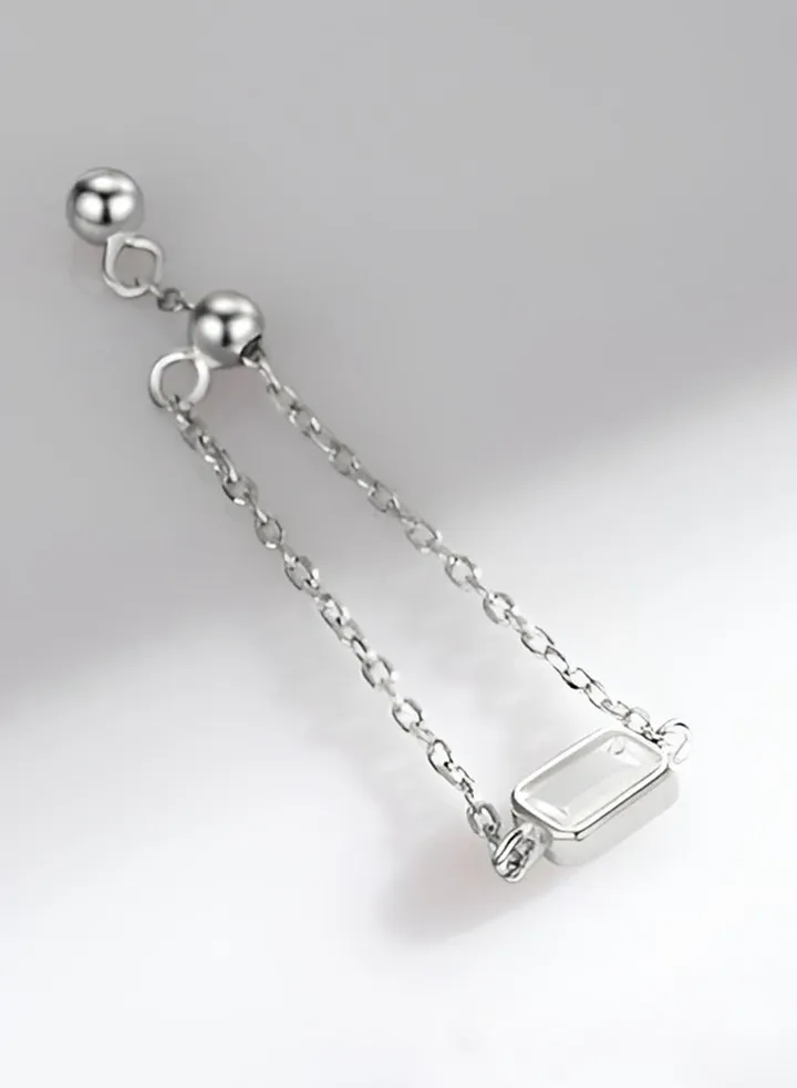 An all-over 925 silver inlaid square white zircon bead pull-out ring gift box, fashionable and exquisite dating gift, temperament and versatile girl