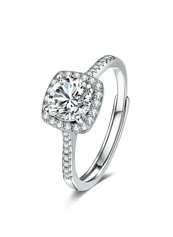 2CT Square Brilliant Cut Moissanite Diamond Engagement Ring Sterling Silver Ring