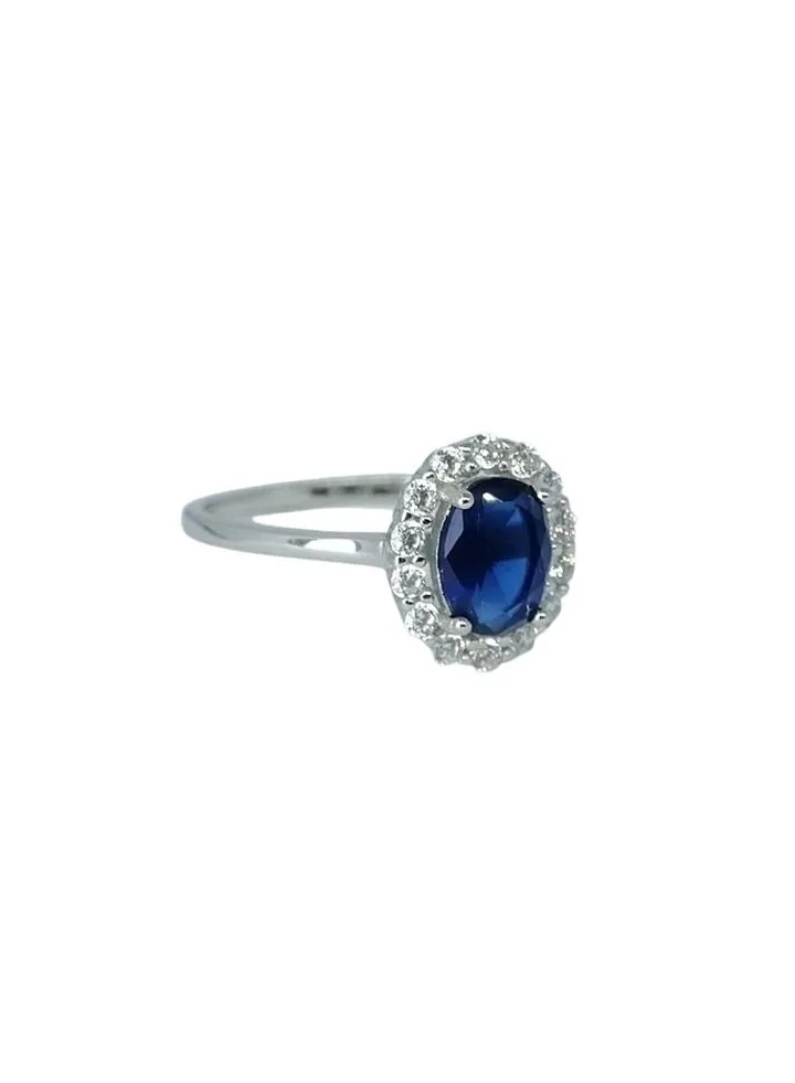 Women's 925 Silver Ring With Rhodium Plated Zircon Stone