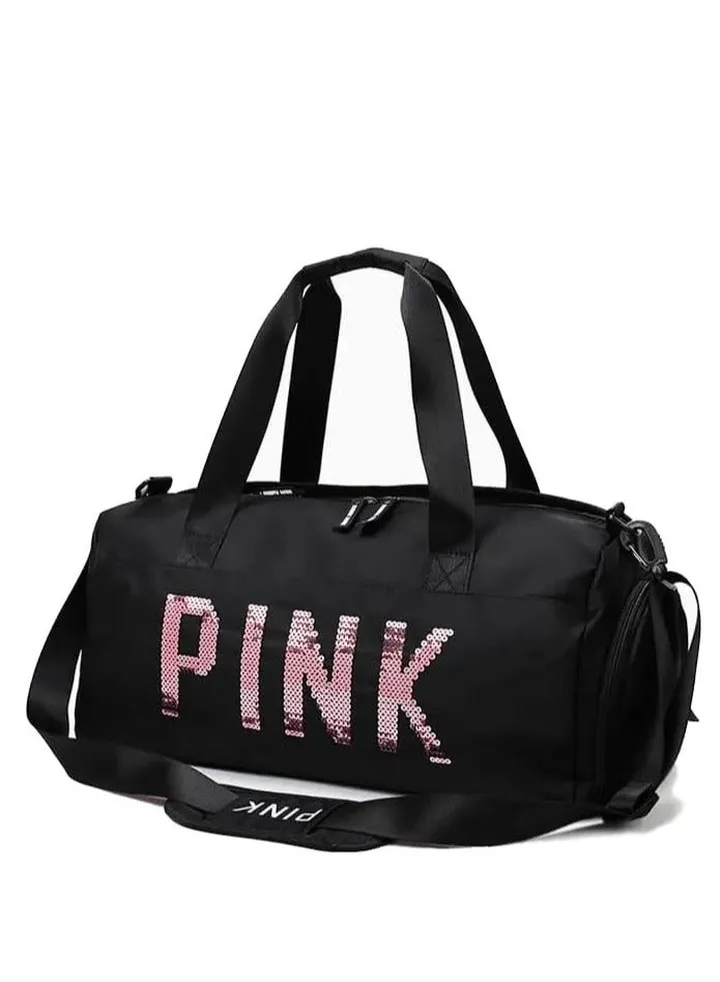 Duffel Women Bag | Travel Sports PINK Handbag | Sports Gym Yoga Shoes Waterproof Tote Girls Bag ( Black )