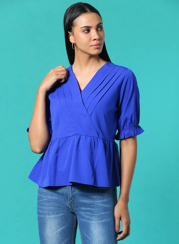 Casual Blouse Top Dazzling Blue
