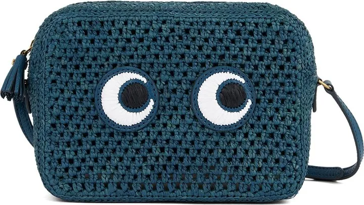 Eyes raffia cross body bag