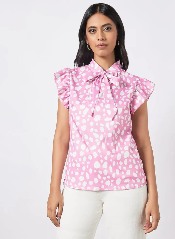 Fashionable Casual Top Pink/White
