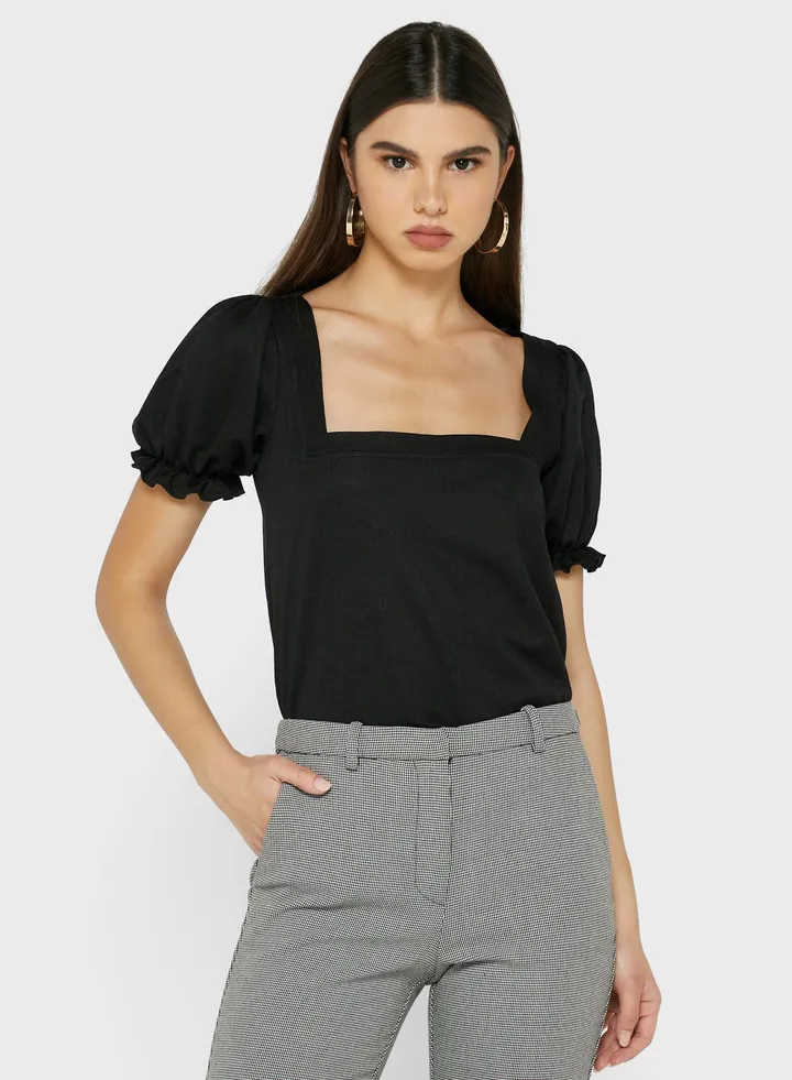 Square Neck Puff Sleeve Top