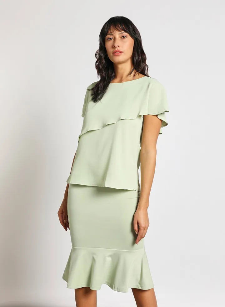 Women's Casual Round Neck Short Sleeve Top mint green
