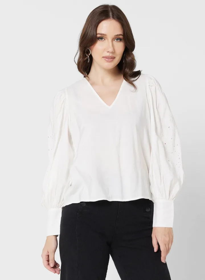V-Neck Puff Sleeve Top