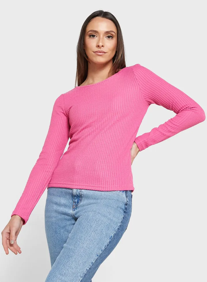 Boat Neck Knitted Top