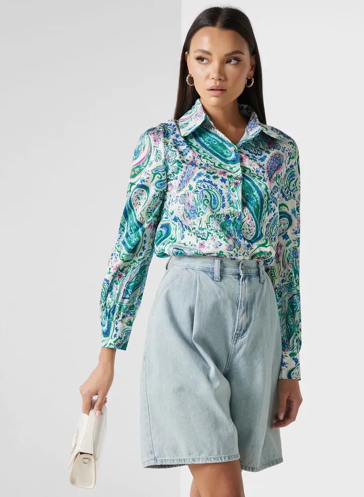 Printed Button Down Shirt