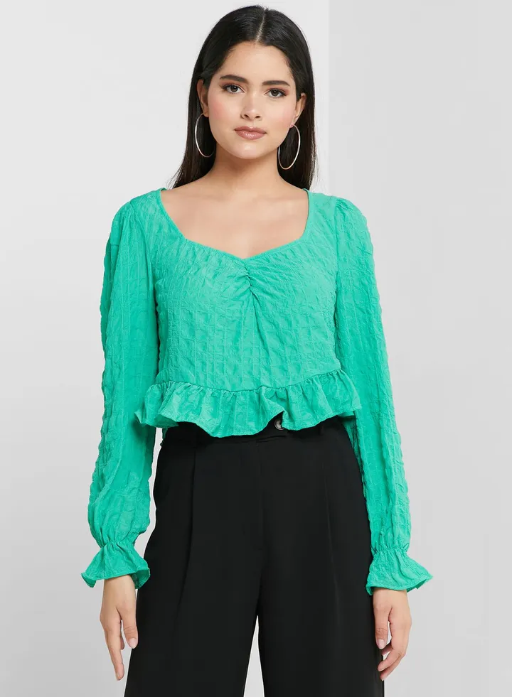Balloon Sleeve Knitted Top