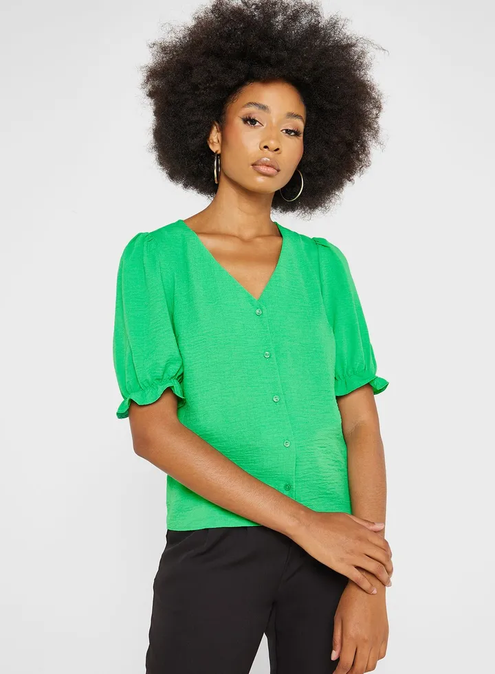 Puff Sleeve Button Down Shirt