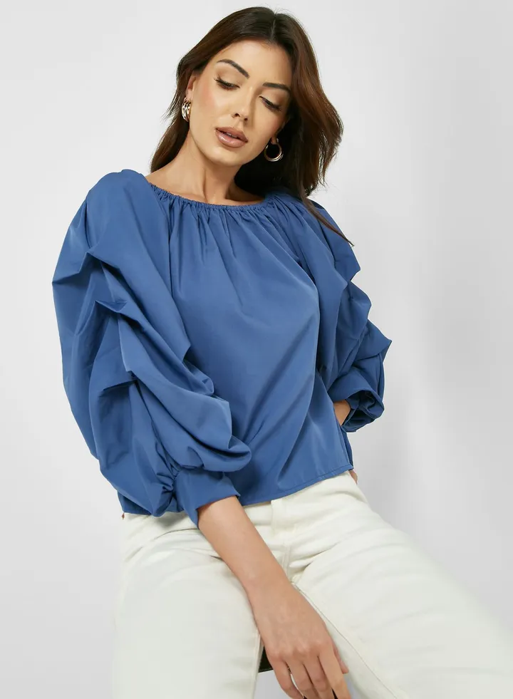 Ruched Sleeve Detail Top