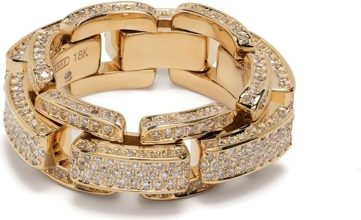 18kt yellow gold Deco Link diamond ring
