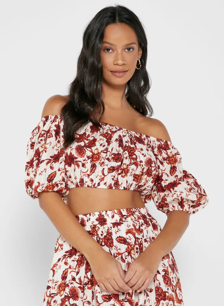 Floral Print Off Shoulder Top