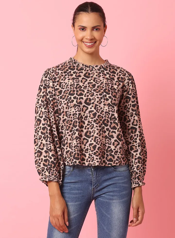 Fashionable Casual Top Pink/Black