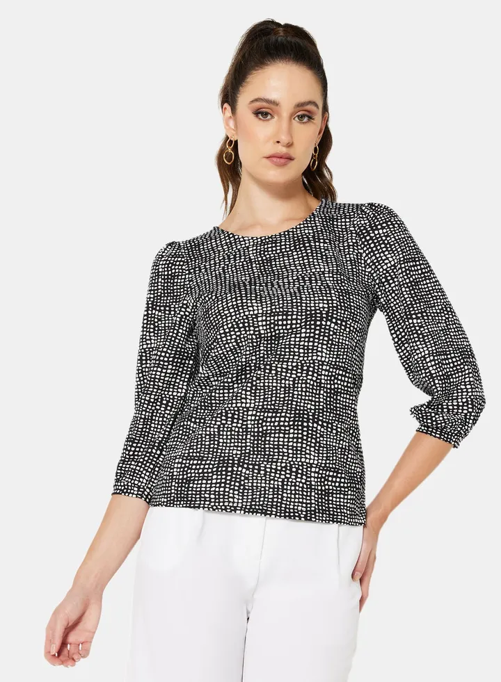Printed Puff Sleeve Blouse