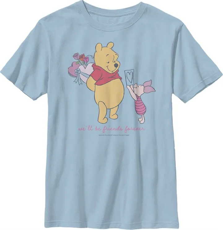 Boy's Winnie the Pooh We'll Be Friends Forever Piglet T-Shirt - Light Blue - X Large