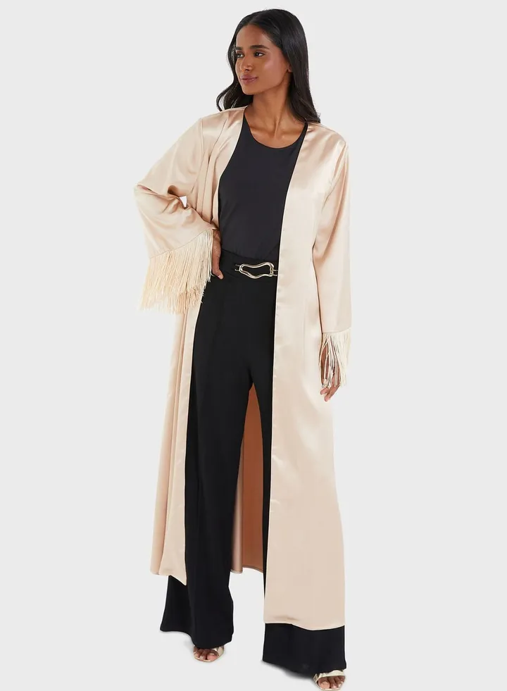 Longline Fringe Sleeve Kimono
